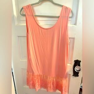 Blair Coral Sleeveless Top with Lace Detail